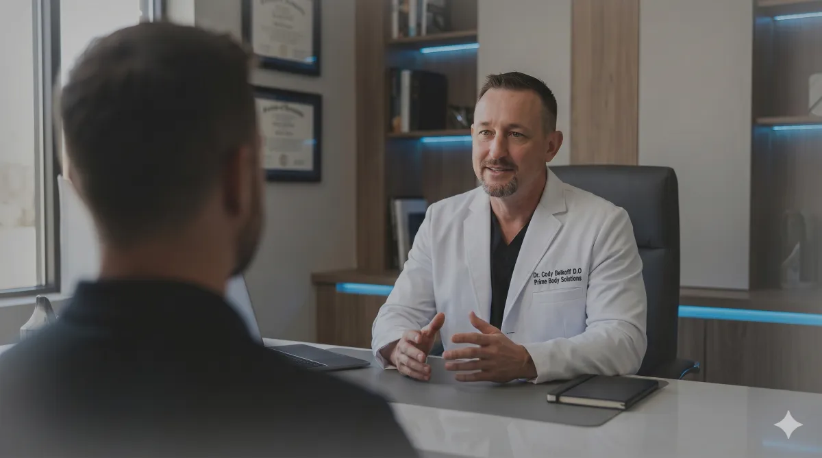 Physician reviewing results with a patient in the clinic office