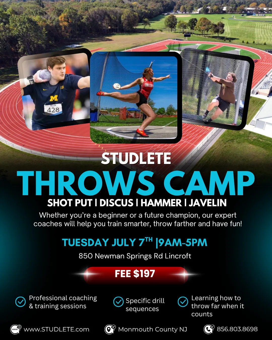 Track and field camp shot put discus hammer javelin