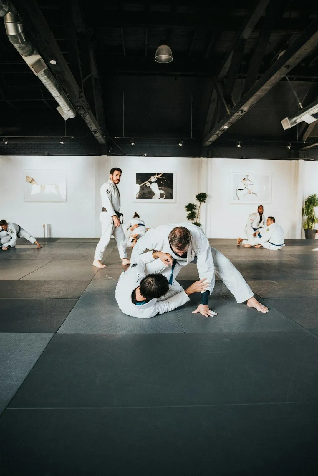 two men doing karate on green grass field