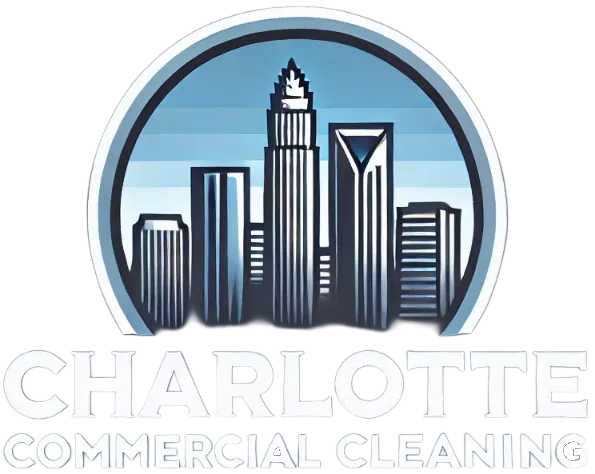 Charlotte Commercial Cleaning logo featuring the Charlotte skyline, offering professional cleaning services for businesses in Charlotte, NC.