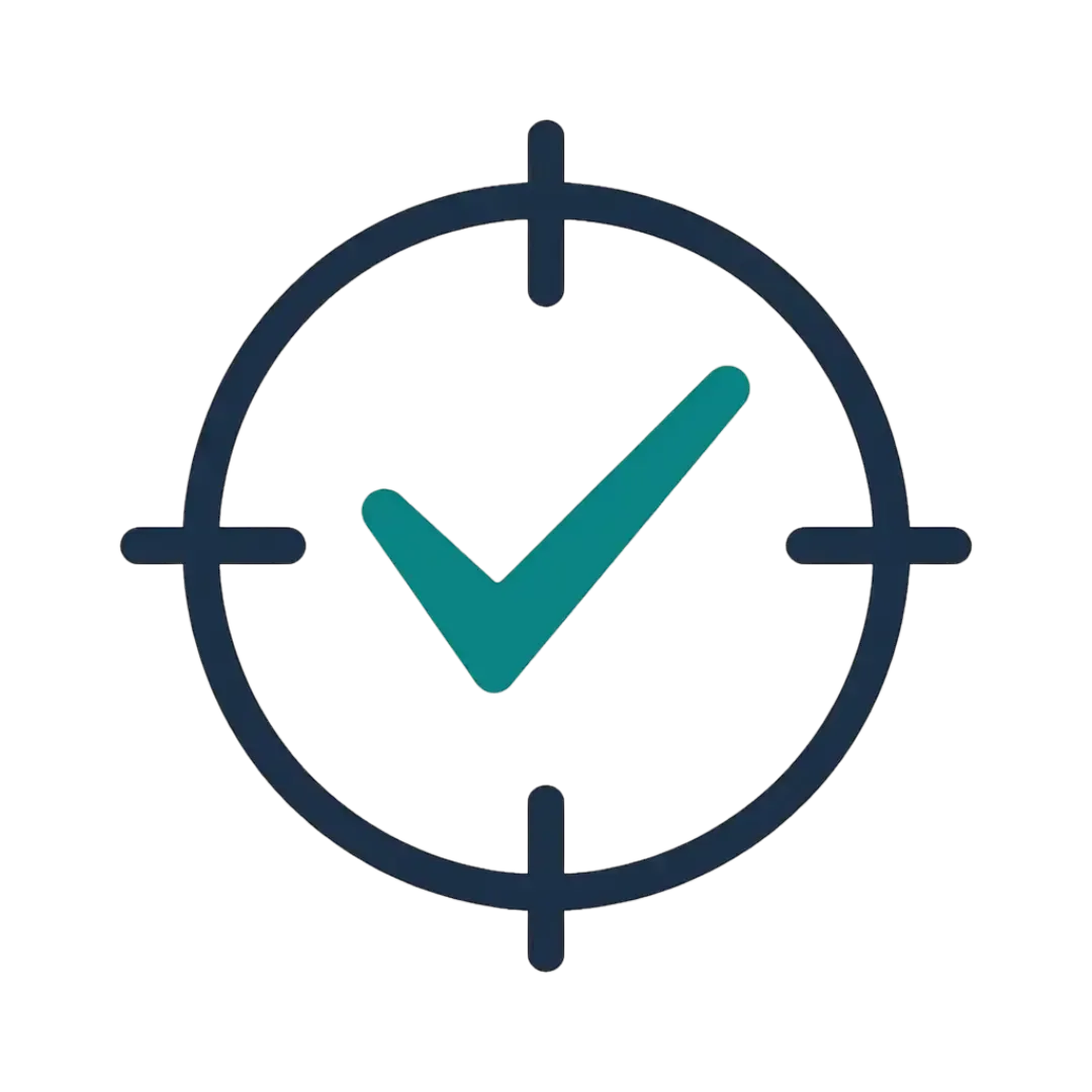 Target crosshair icon with teal and deep blue colors representing accuracy and focus for pulmonary diagnostics at Las Vegas Intensive and Pulmonary Specialists