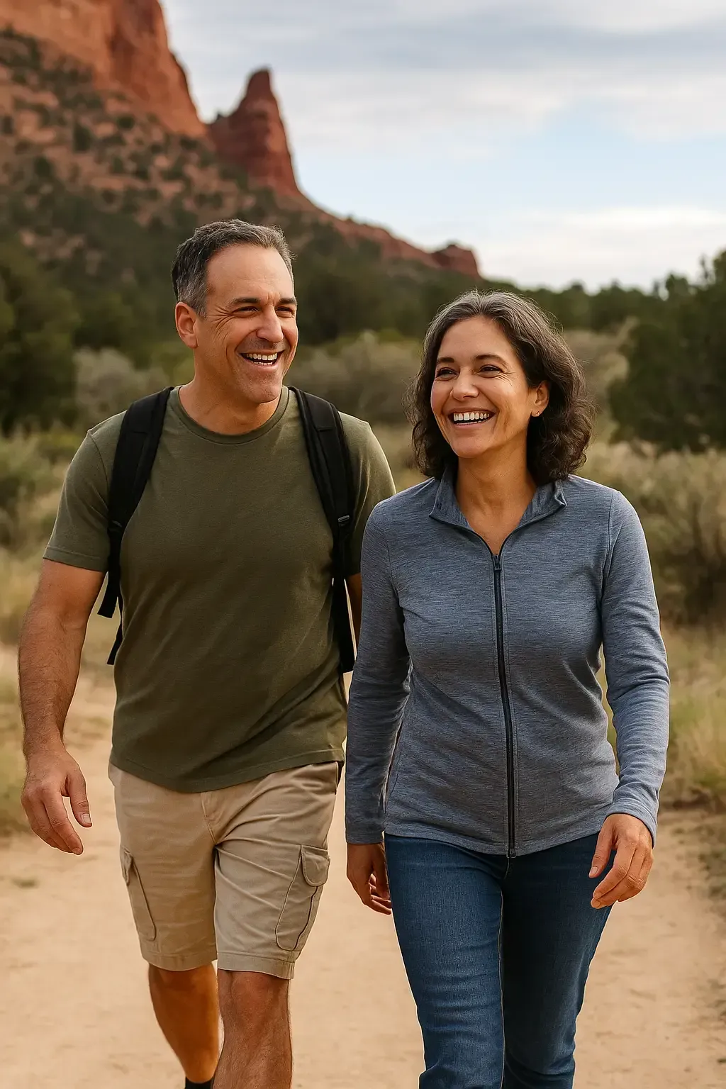 Smiling couple enjoying outdoor activities symbolizing healing restored peace of mind and improved quality of life after pulmonary care at Las Vegas Intensive and Pulmonary Specialists in Henderson NV