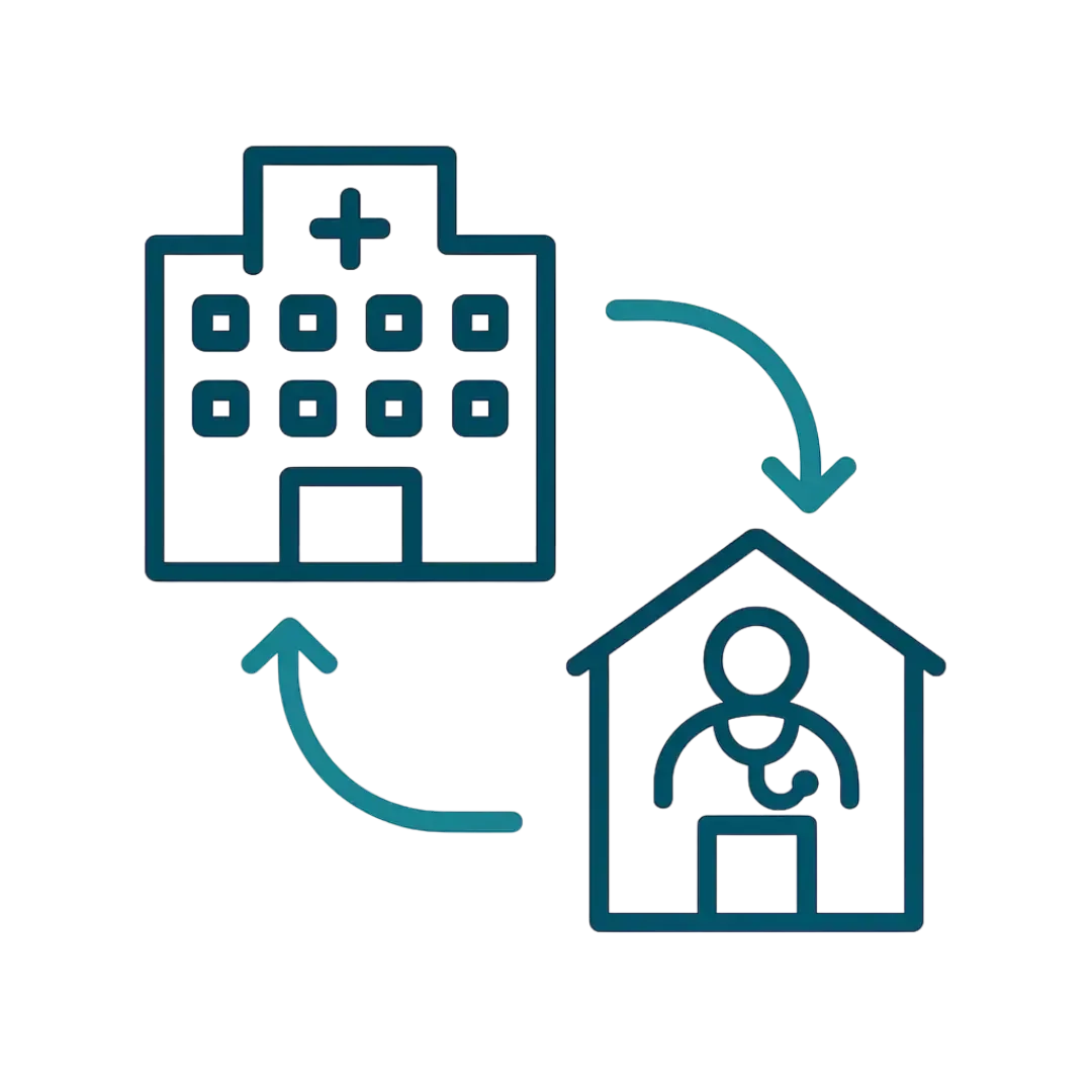 Icon representing continuity of care with seamless transitions between outpatient visits and hospital treatment by Las Vegas Intensive and Pulmonary Specialists