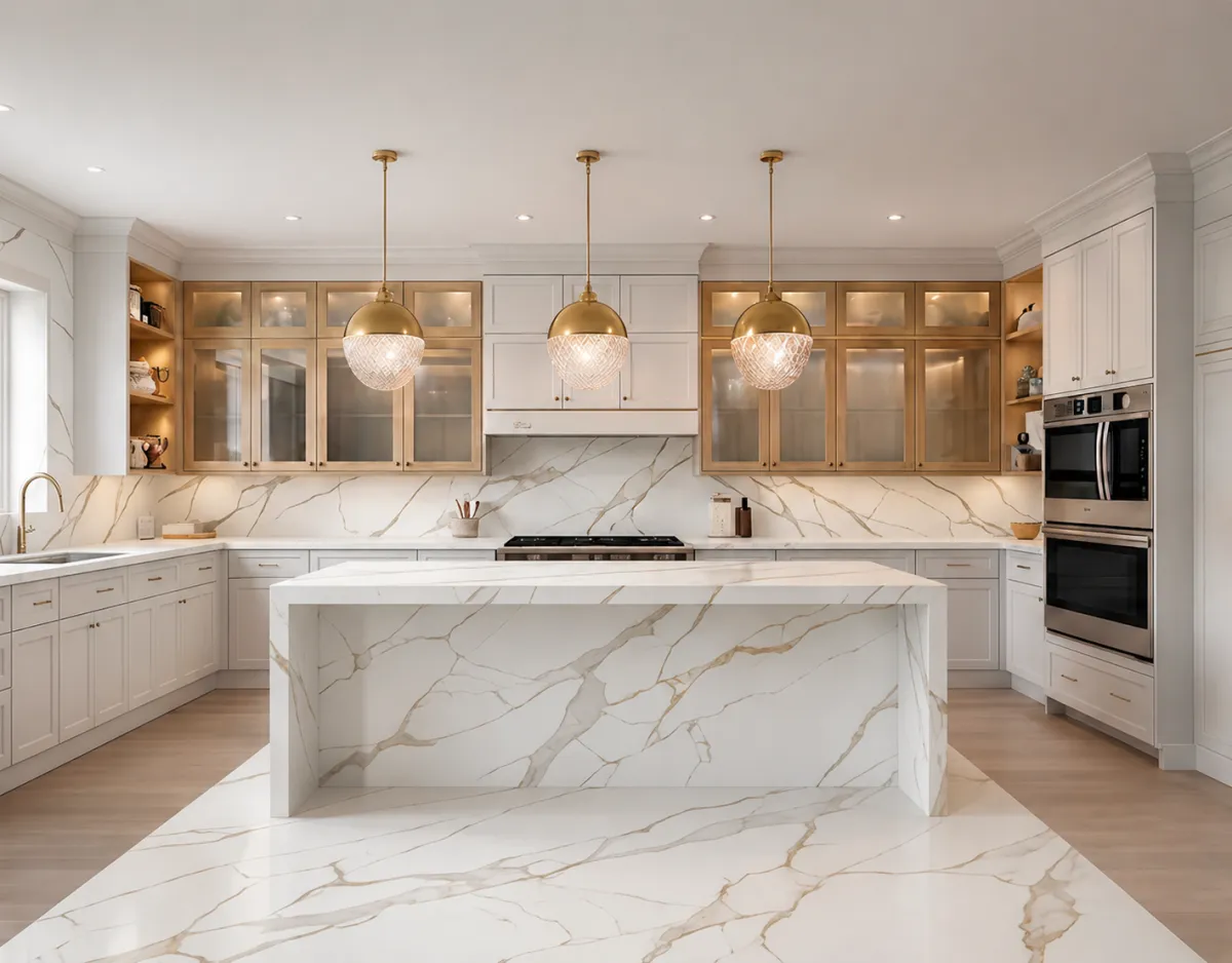 Modern pantry with open shelving and drawers