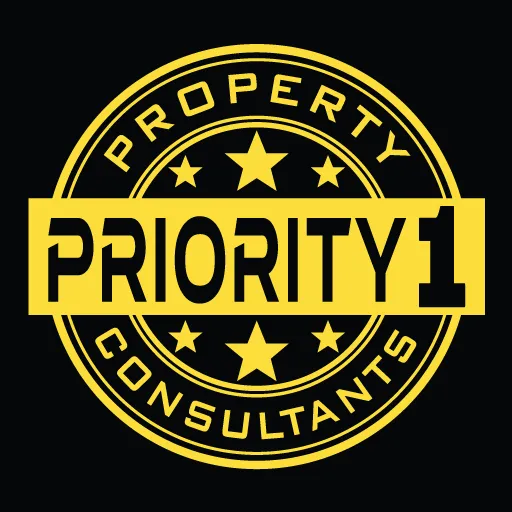 Priority1 Property Consultants logo featuring bold yellow text and stars on a black background, representing HVAC solutions in Arizona.