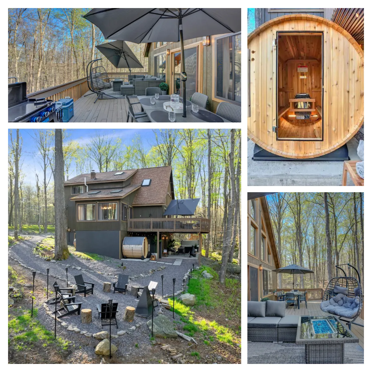 Idyllic Pocono retreat with upper deck, covered patio, cozy fire pit, and s'mores supplies