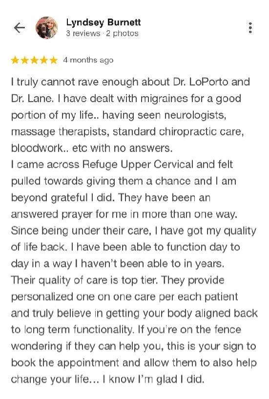 Patient's 5 star google review