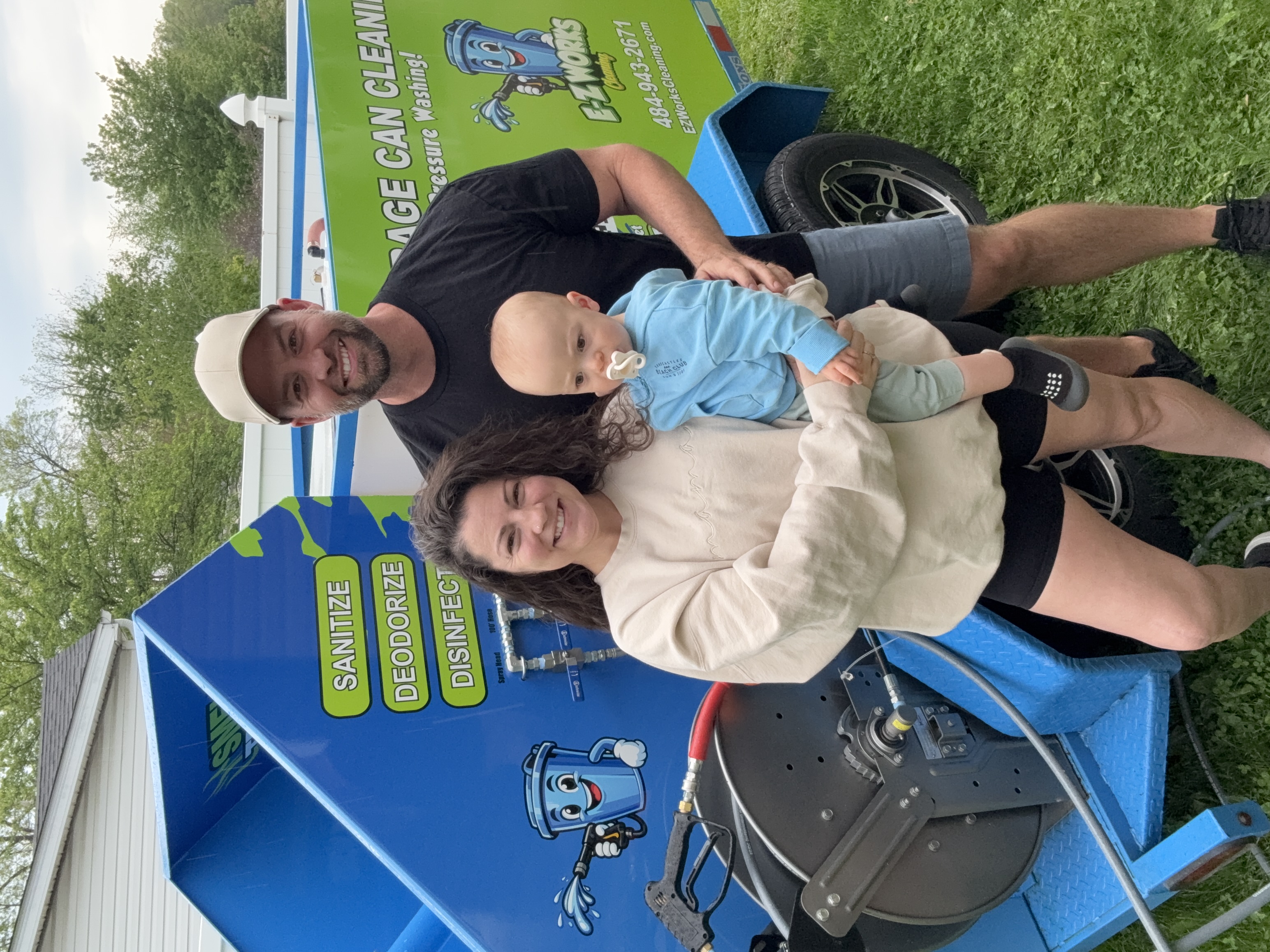 Toby and Lindsey, owners of EZ Works Cleaning, a local trash can cleaning service in Berks County PA