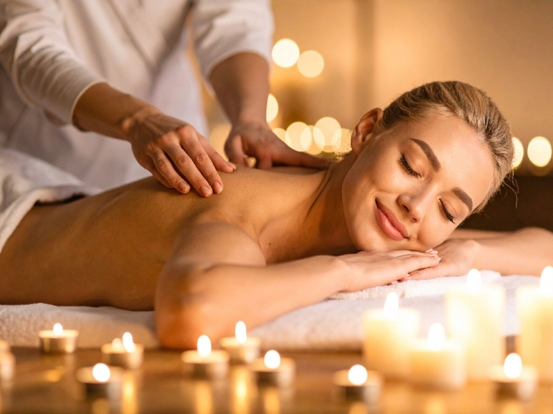 Aromatherapy oil massage at Ok Thai Spa & Nails using warm essential oils for relaxation, stress relief, and muscle comfort