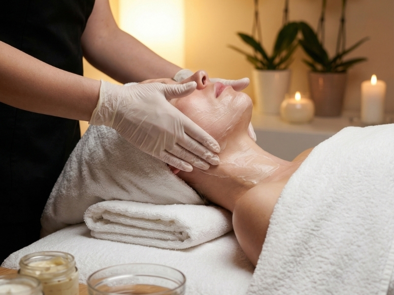 Professional facial treatment at Ok Thai Spa & Nails designed to cleanse, refresh, and revitalise the skin