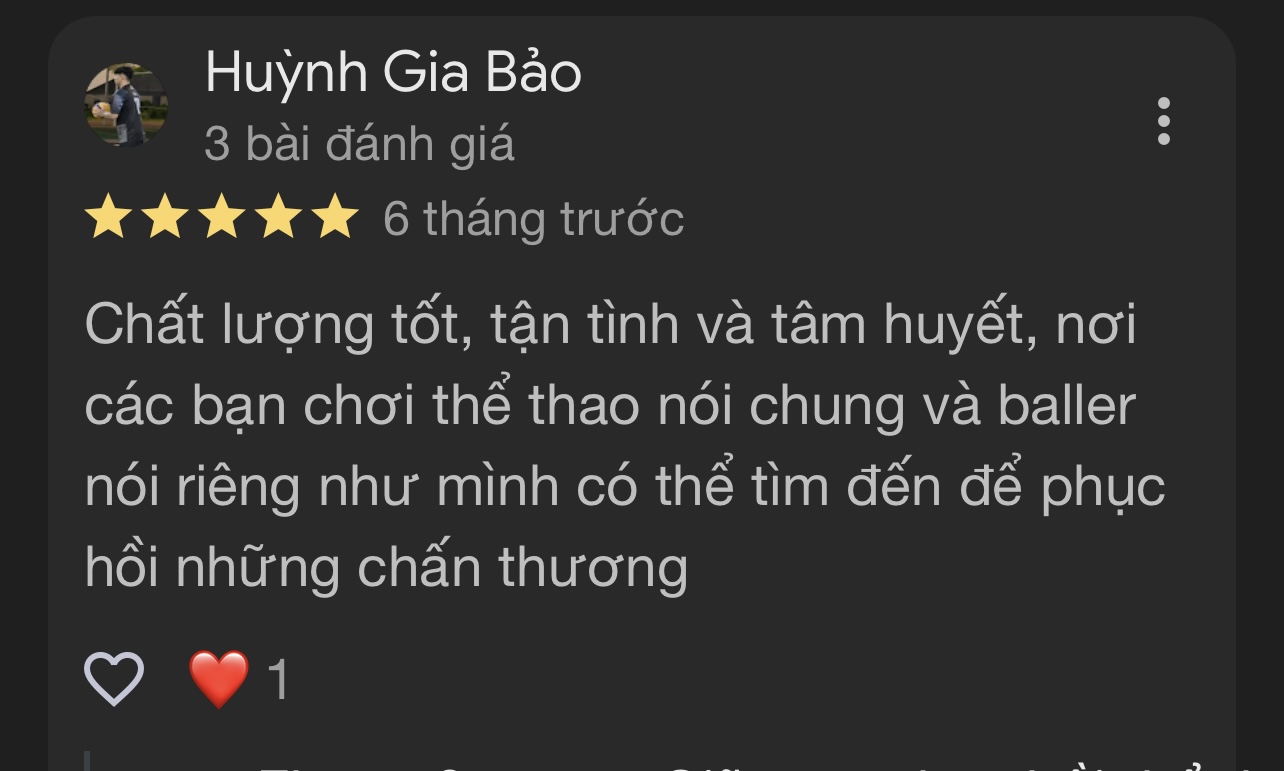 Khách chơi thể thao đánh giá cao hiệu quả phục hồi chấn thương tại Zheng Sport Cần Thơ