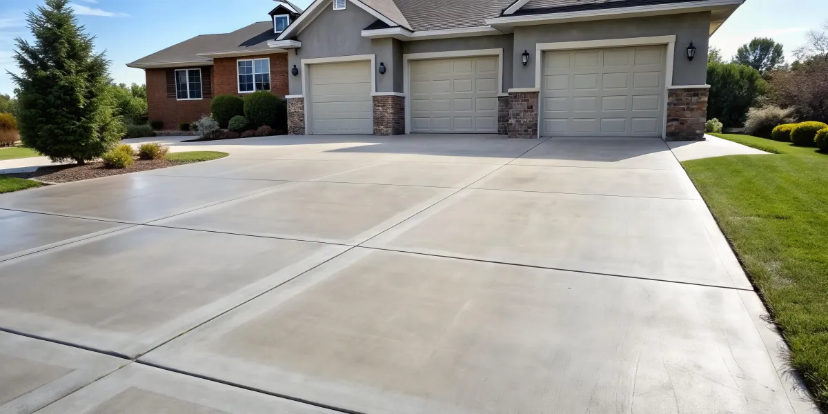 Freshly sealed concrete driveway at residential home in Spring Hill, Tennessee