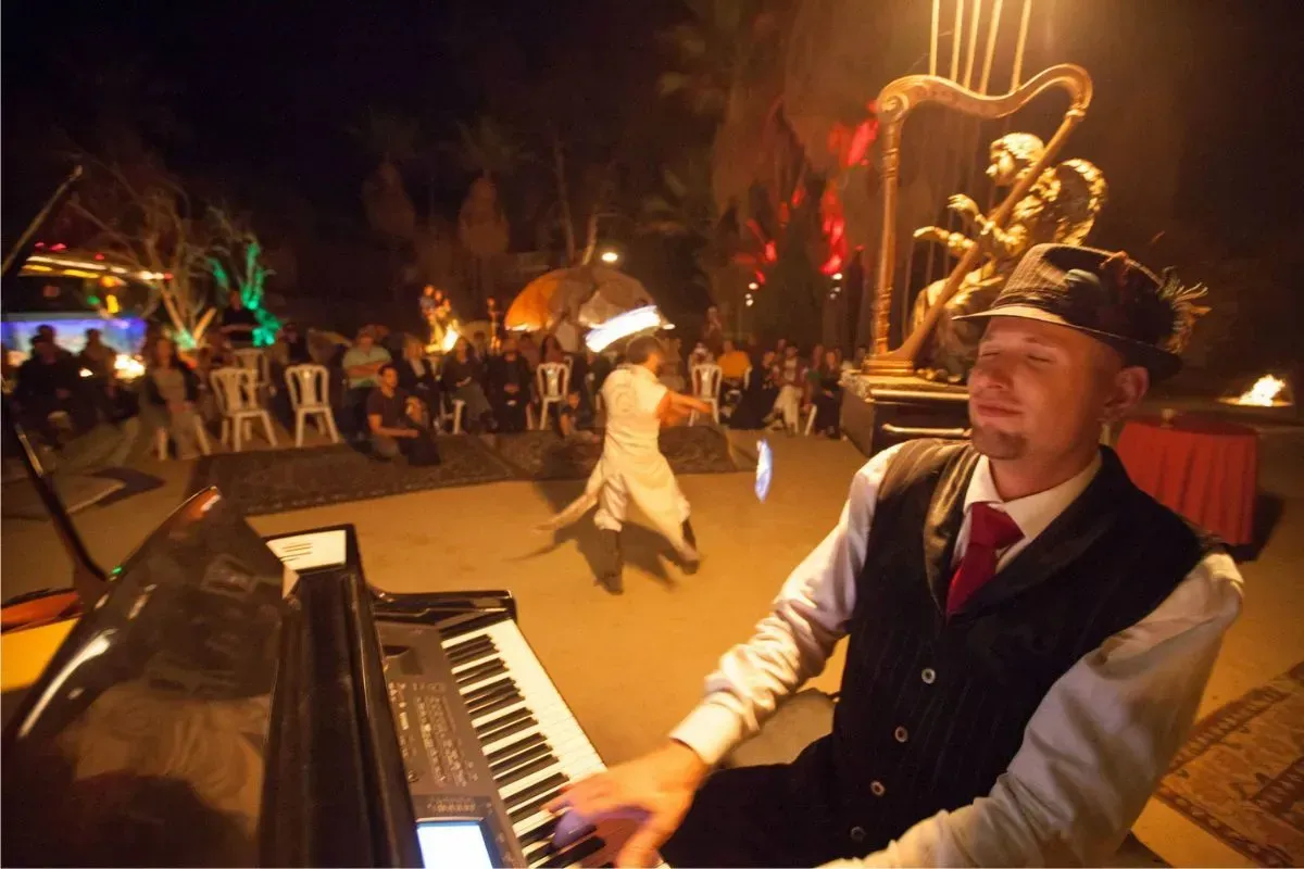 Jeremy Weinglass concert at Fire Garden with Fire Dancers