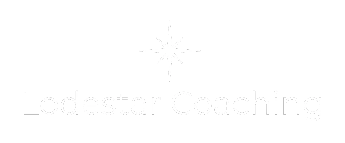 Logo of a navigational star over words "Lodetar Coaching" in white.