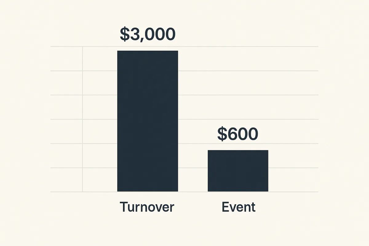 Graphic showing cost savings of retention events vs. tenant turnover