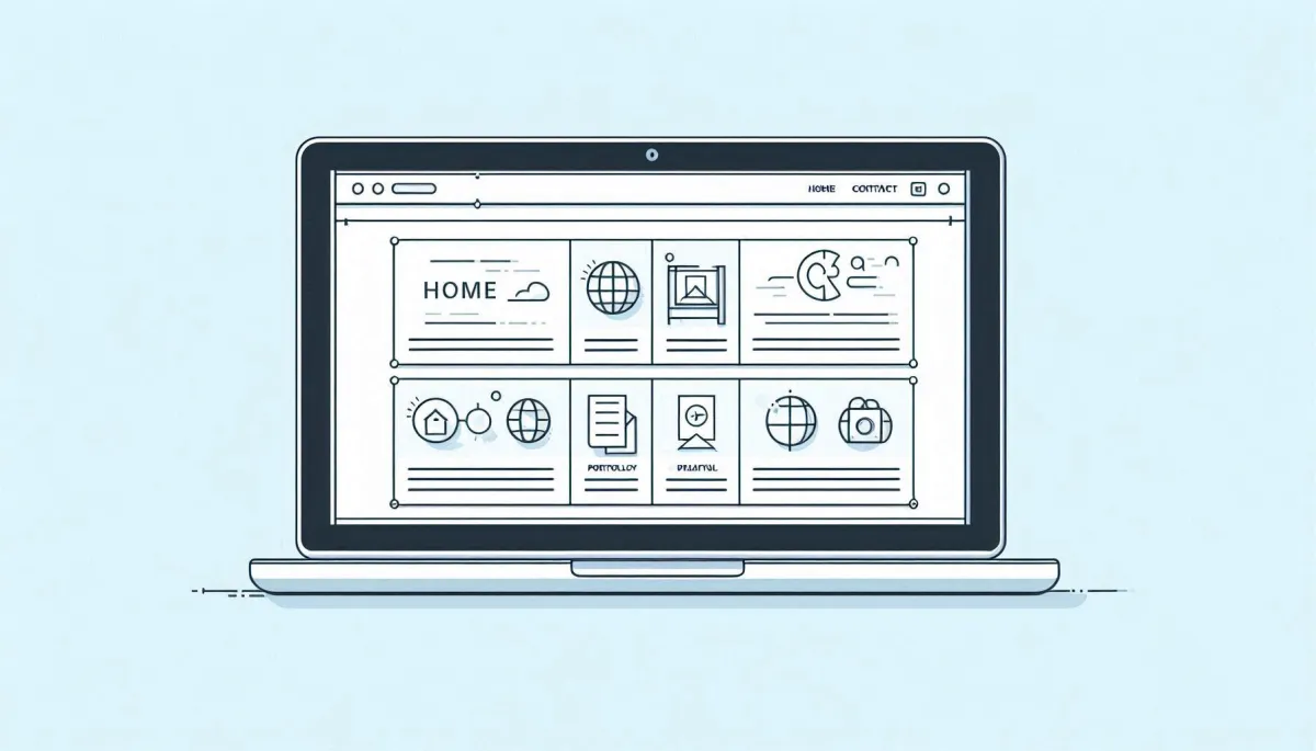 Minimalist image depicting web design elements, emphasizing the role of web development in creating user-friendly websites.