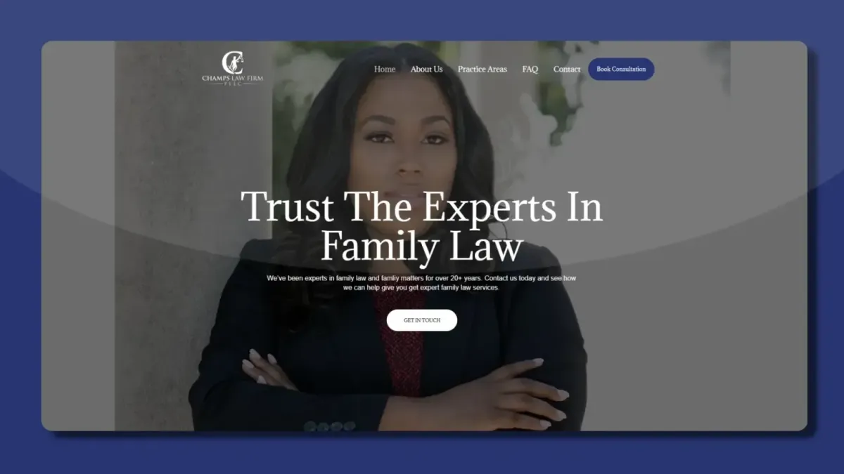 Website Preview of Champs Law Firm featuring the Founder and Managing Partner Ieshia Champs