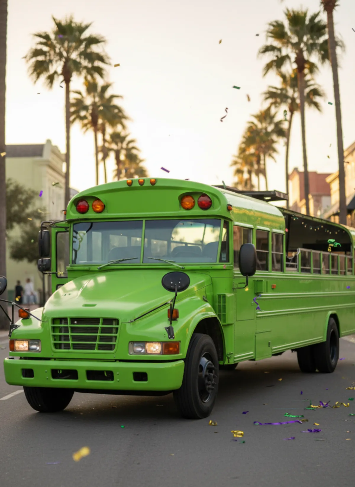Exterior image of the Green Light party bus