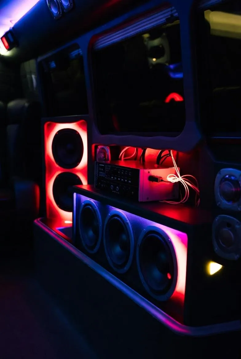 LED dance floor with multicolor panels and dynamic lighting