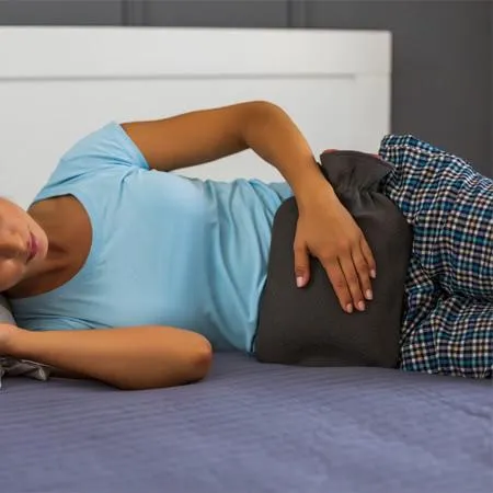 Hot water bottle application for period cramps