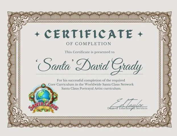 Santa David GradyCertificate 