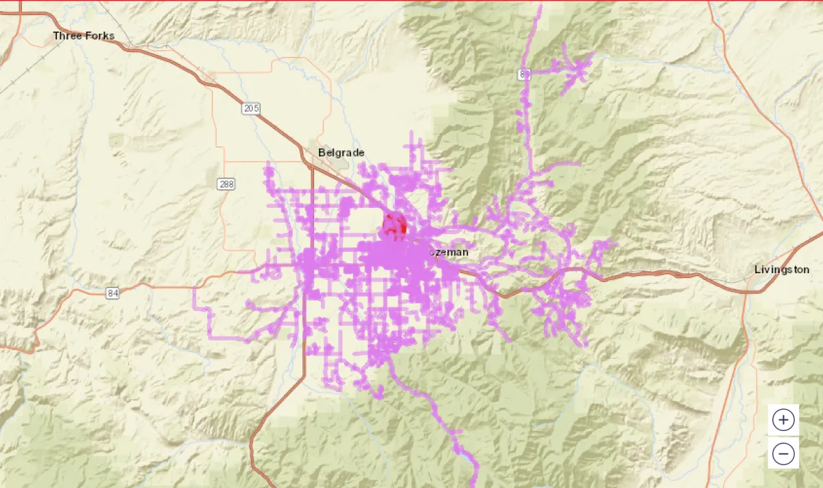 Bozeman mailing routes for Jumbo Postcard Mailing