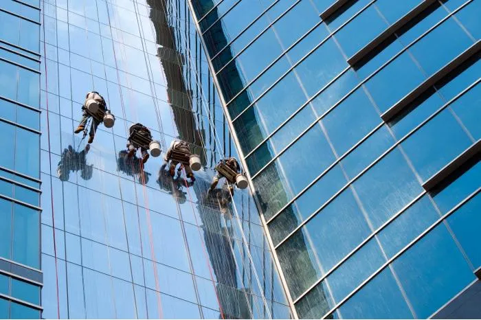 Clean And Clear Window Washing servicing a modern Commercial Building with professional window cleaning in Los Angeles CA