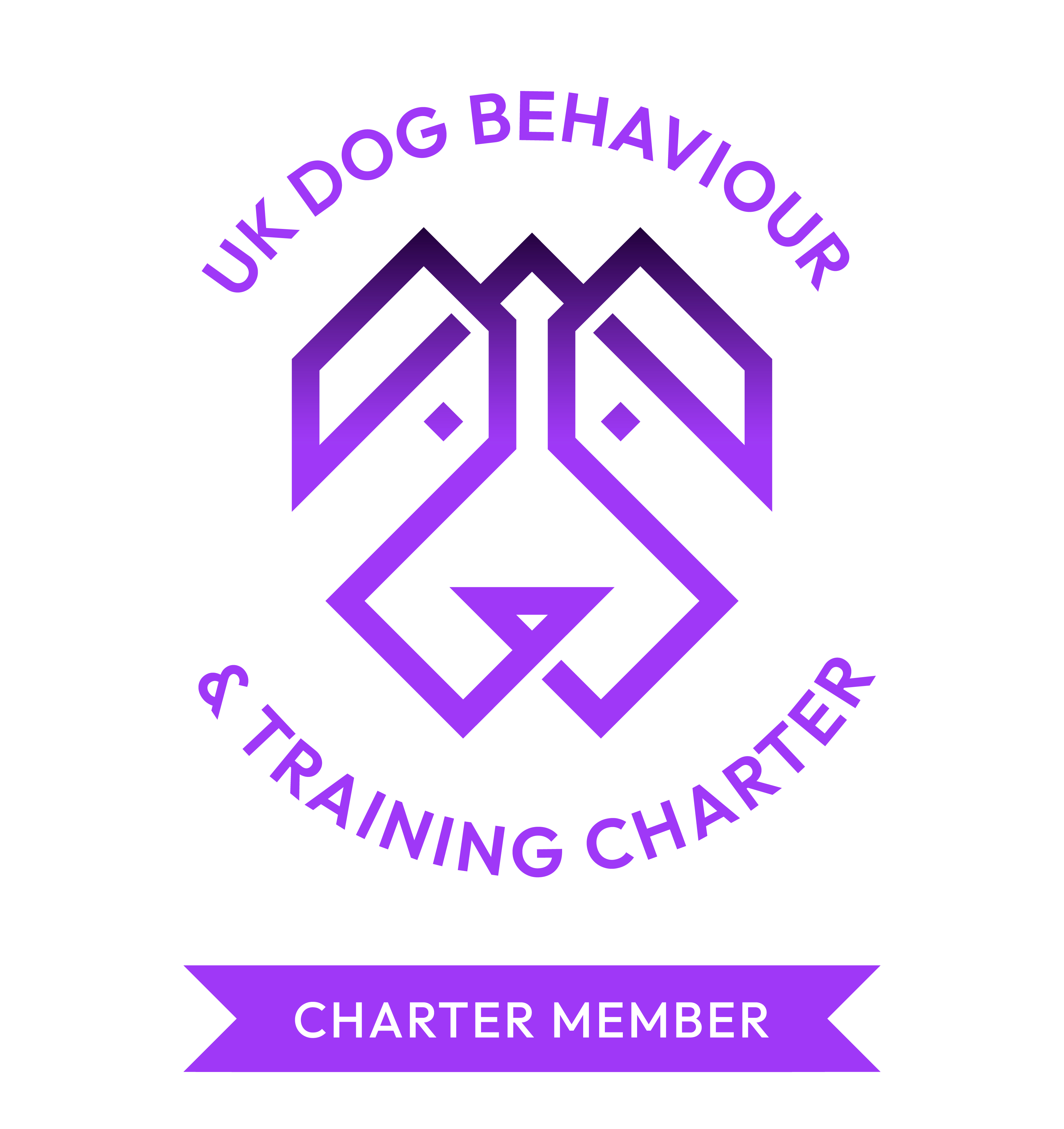 Circular professional training membership badge with monogram