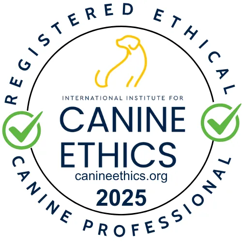 Professional membership badge in circular gold and white design