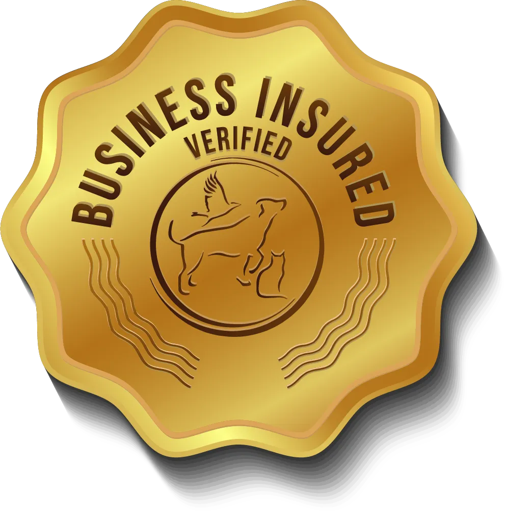 Square certification logo with bold initial and gold accent