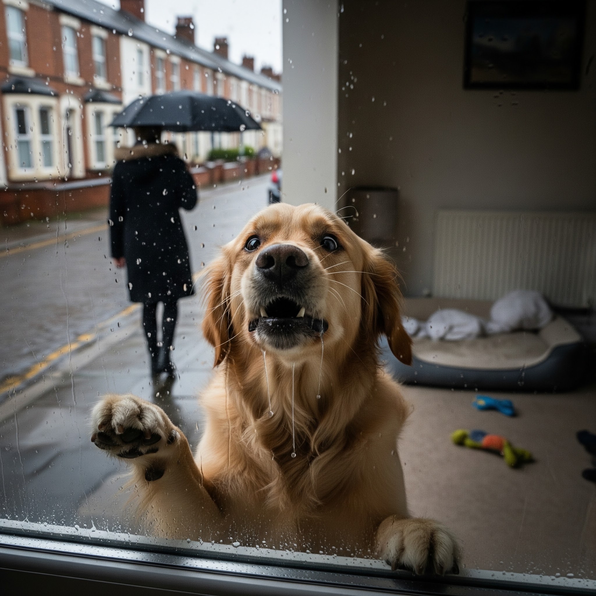 Close-up portrait of an attentive border collie making calm eye contact with its trainer