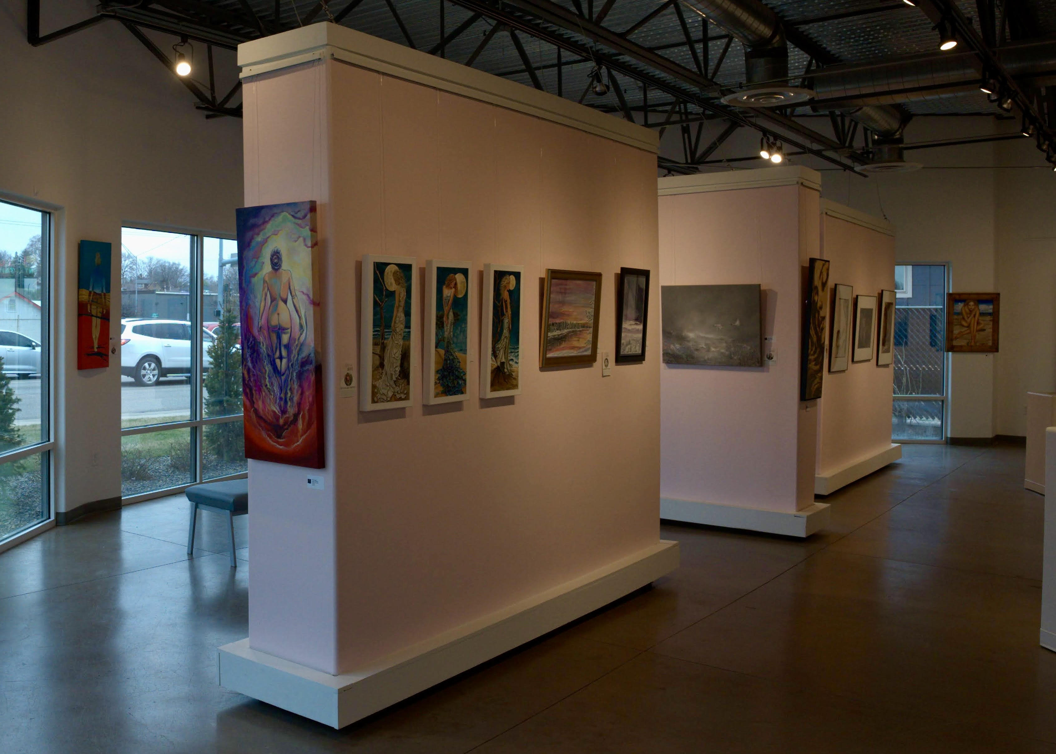 Interior of Create Gallery and Frames art gallery in Garden City Idaho art district featuring local artwork and exhibitions