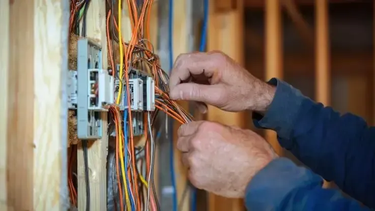 Field expert in uniform completing a clean electrical panel installation for a local business
