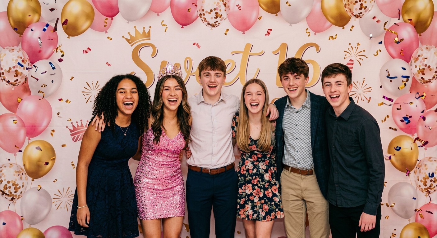Professional glam photo booth rental for Sweet 16 party planning in the Bronx New York