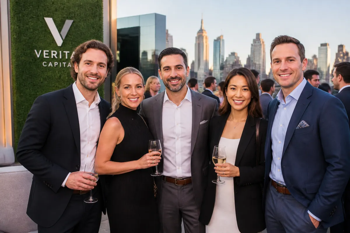 Branded corporate photo booth at a premium NYC company event