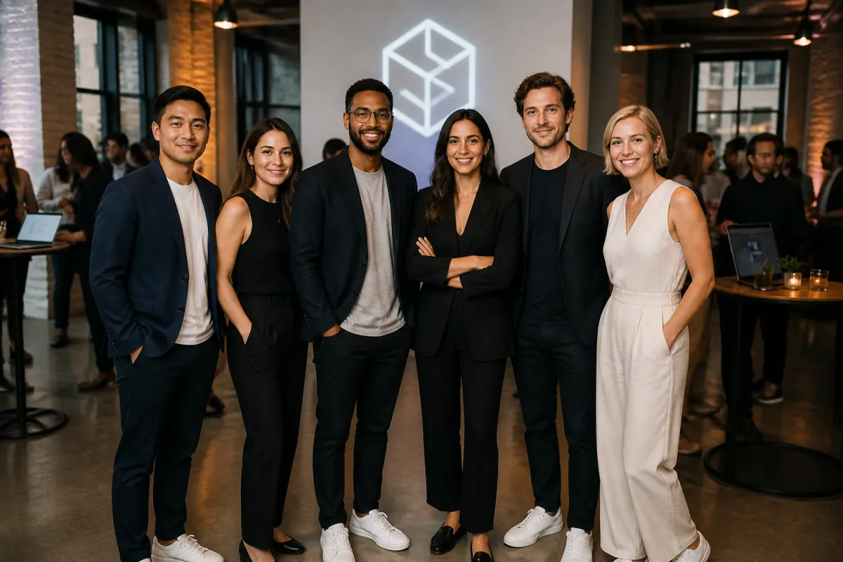 Branded corporate photo booth at a Brooklyn startup event