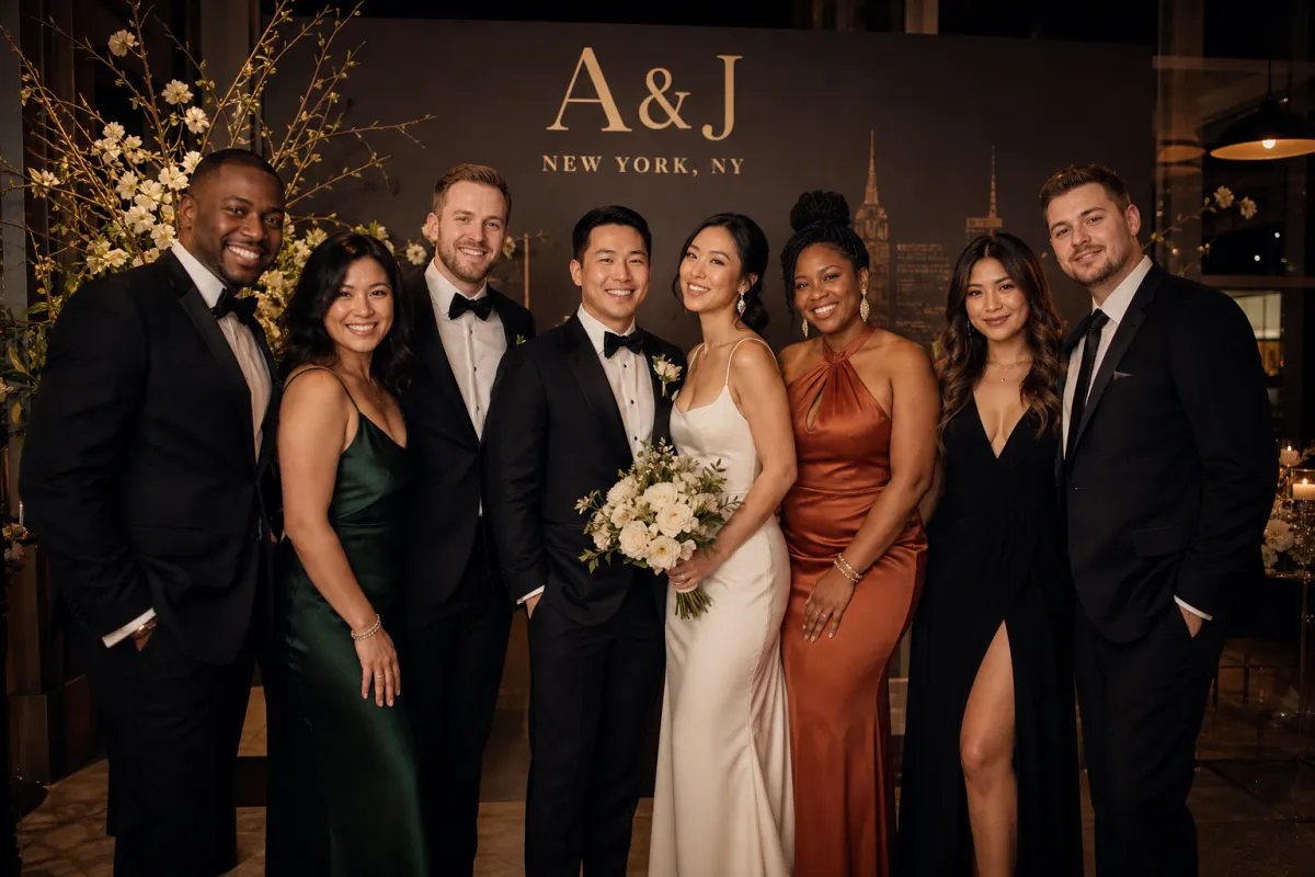 Elegant photo booth setup at a small NYC micro wedding