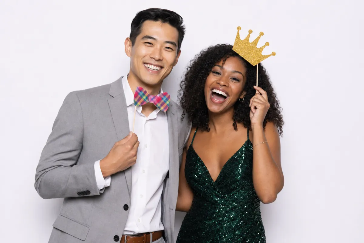 Open air photo booth at a stylish NYC summer rooftop BBQ