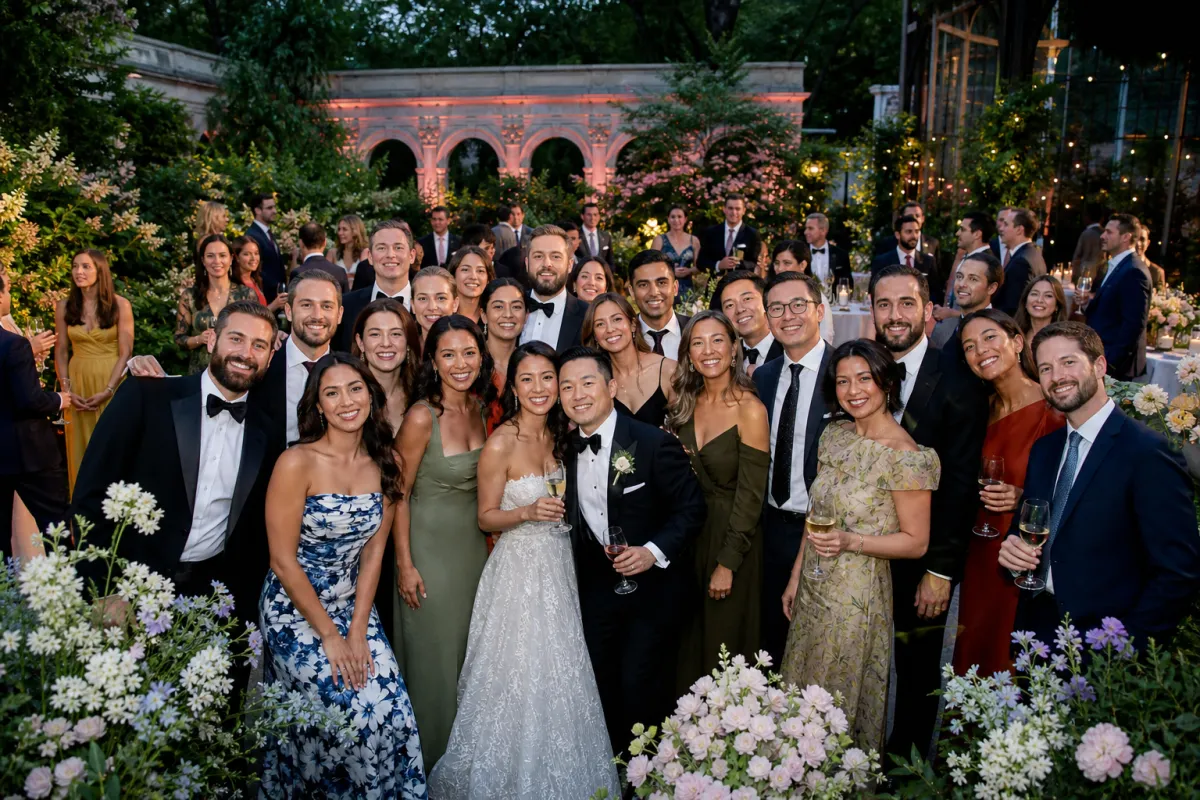 Elegant photo booth setup at a garden wedding in NYC