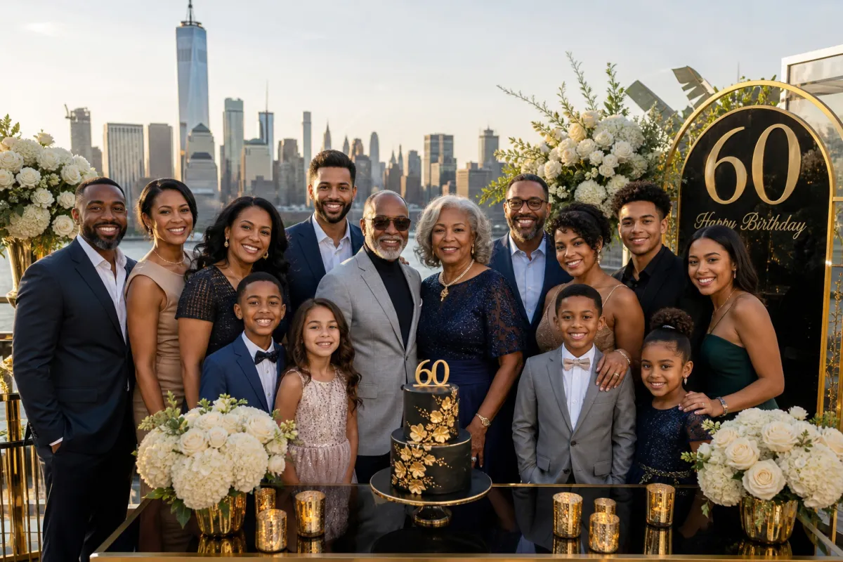 Elegant photo booth setup at a family 60th birthday celebration in NYC