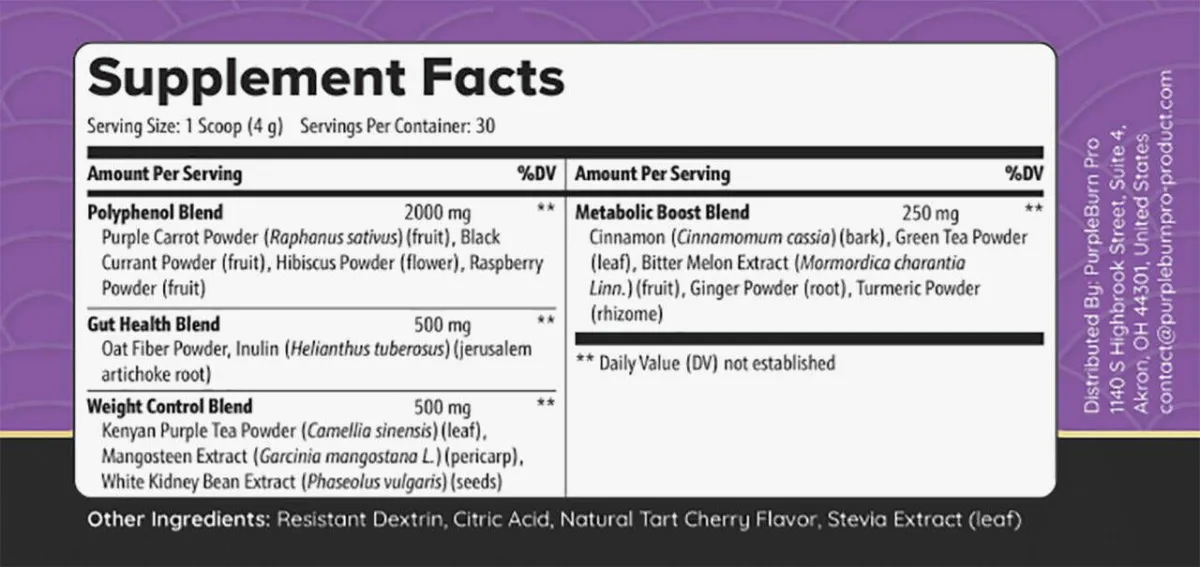 purpleburn pro ingredients