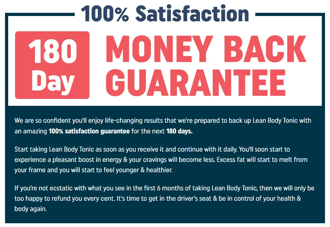 lean body tonic Money Back Guarantee