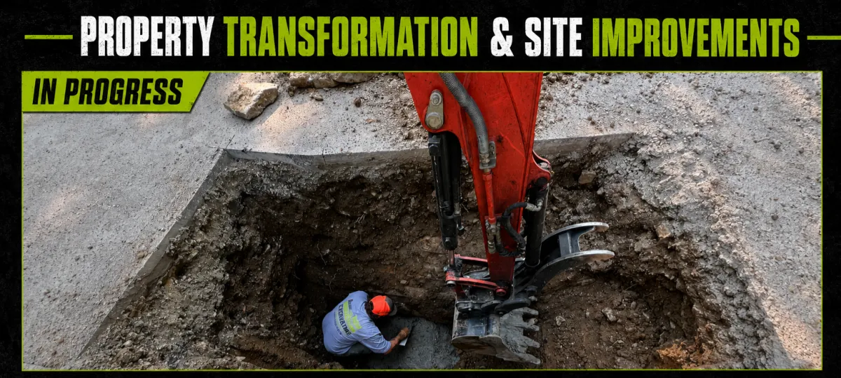 Utility excavation and repair work by Albie Robinson Excavating in Waynesville, Ohio, showing precision excavation used to access and prepare an underground repair area for utility, drainage, or site improvement needs.