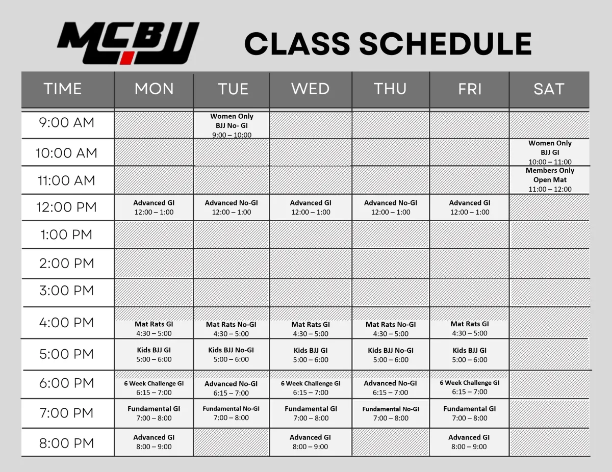 Battle Born BJJ & MMA Class Schedule