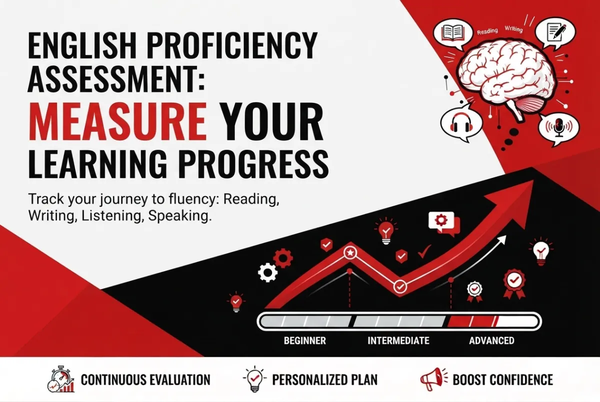 English proficiency assessment to measure English learning progress and communication skills
