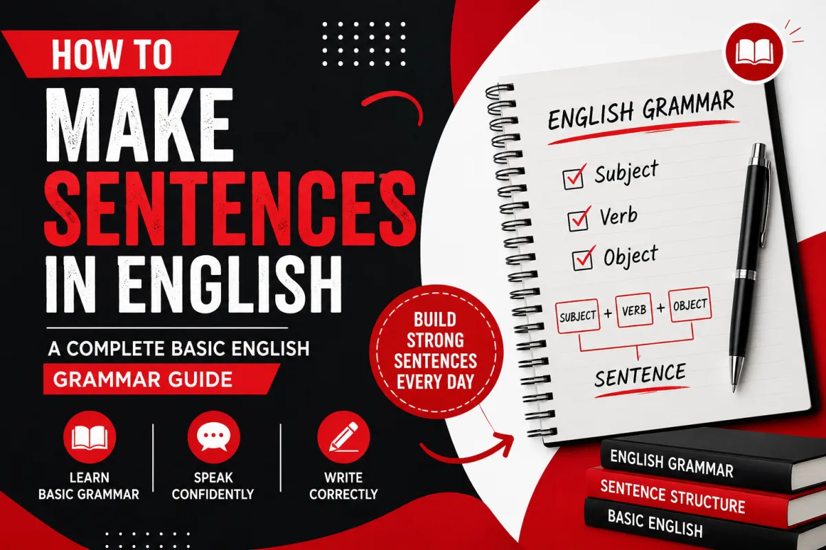 How to make sentences in English with basic English grammar and English sentence structure for beginners