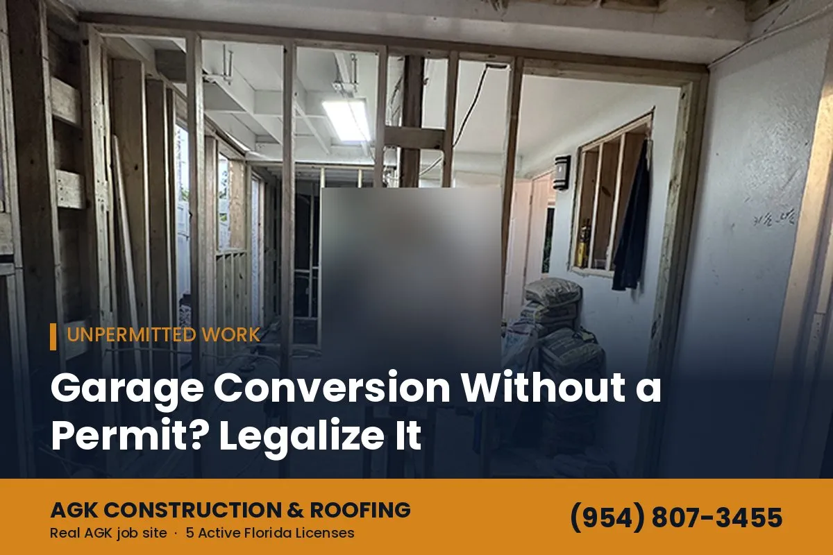 New interior wall framing in a converted space by AGK Construction & Roofing