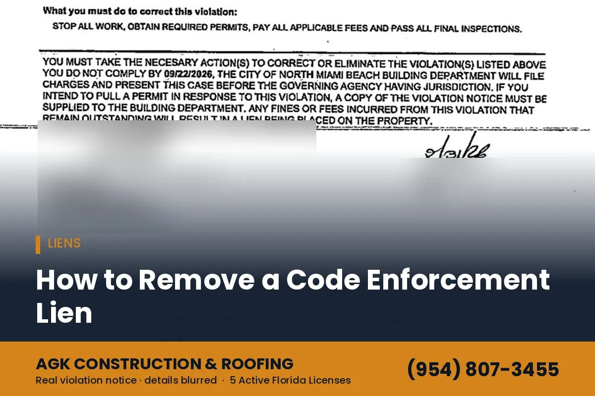 Violation notice warning that unpaid fines can result in a lien on the property
