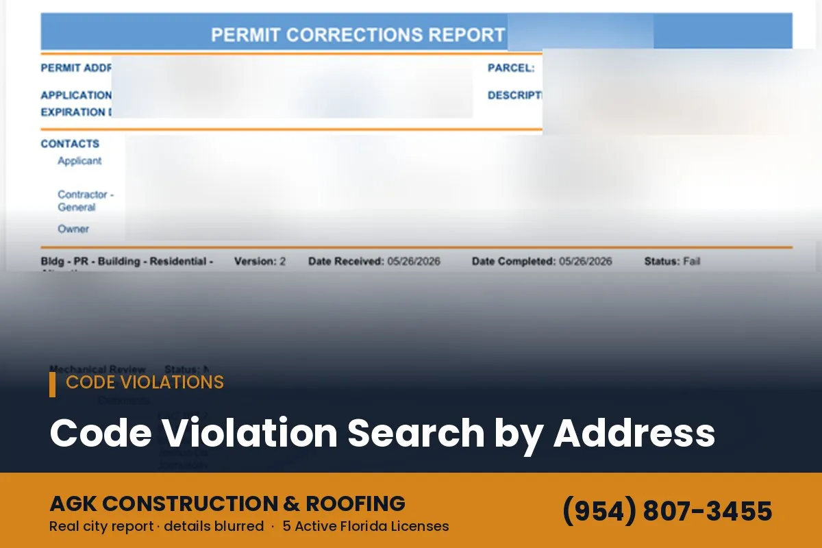 City permit corrections report for a violation case in Miami Beach