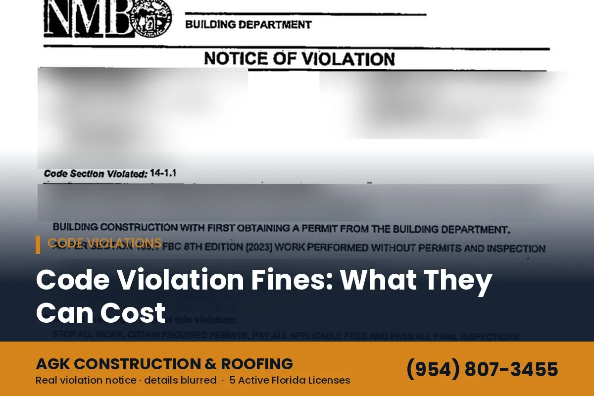 City building department notice of violation for work without a permit